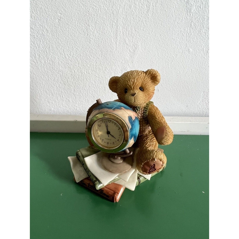 Cherished Teddies 2000 Too Much Work Too Little Time Boy W/ Clock Globe 789917